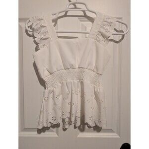 NWOT Phuc Le Suit Playboy Baby Top White Eyelet XS/S Y2k Stretch Waist Vacation